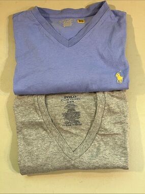 Polo by Ralph Lauren Lavender V-Neck Tee with Yellow Pony & Gray V-Neck Tee